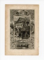 unbekannt - Pferdewagen und Ornamentik - o.J. - Stahlstich