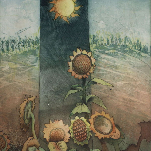 unleserlich signiert - Sonnenlandschaft - o.J. - Farbradierung