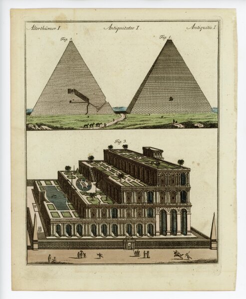 unbekannt - Pyramiden in Babylon - o.J. - kolorierter Kupferstich