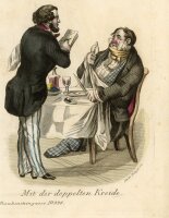 Andreas Geiger - Mit der doppelten Kreide - o.J. - Altkolorierter Kupferstich