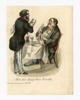 Andreas Geiger - Mit der doppelten Kreide - o.J. - Altkolorierter Kupferstich