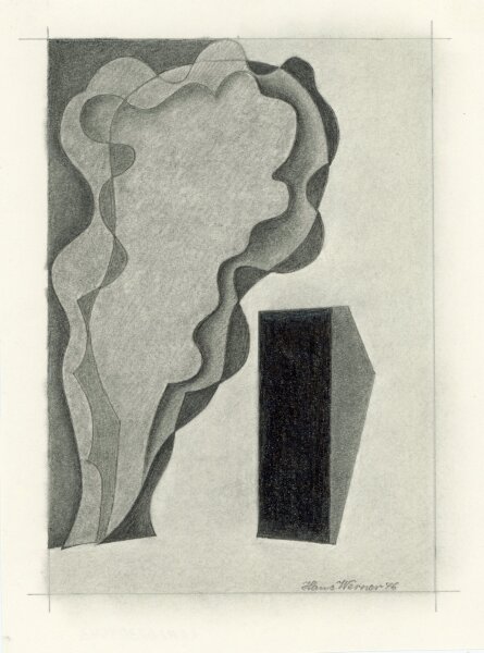 unbekannt - Organische und geometrische Form - 1976 - Bleistiftzeichnung