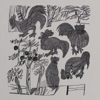 Otto Rohse - Graue Hähne - 1972 - Holzschnitt