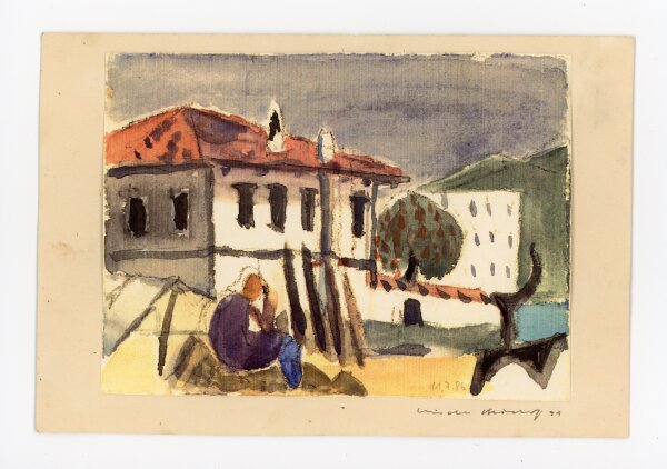 unbekannt - Landschaft am Meer - 1986 - Aquarell