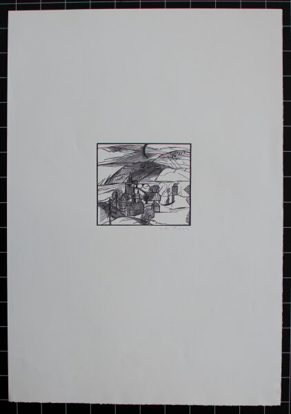 Otto Rohse - Häuser am Fluss - 1980 - Holzstich