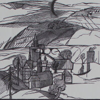 Otto Rohse - Häuser am Fluss - 1980 - Holzstich