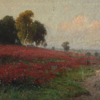 R. Kühne - Mohnblumenfeld - o.J. - Öl auf Leinwand