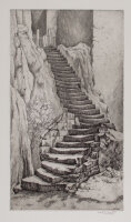 Dick van Luijn - Steintreppe - 1950 - Radierung