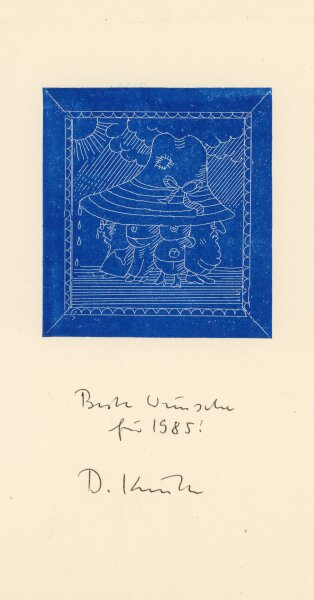 Dietrich Kunth - Neujahrsgruß - 1985 - Farbradierung