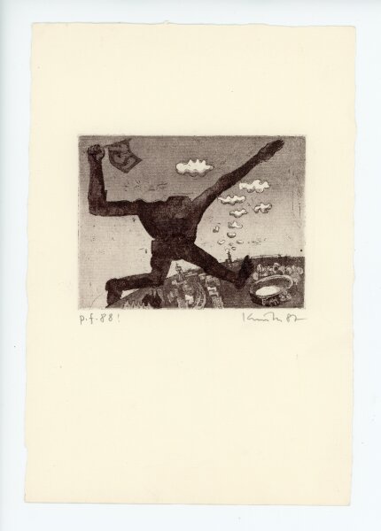 Dietrich Kunth - Das Wesen über der Stadt - 1987 - Radierung