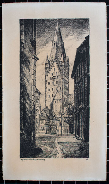 Hans Weitzner - Dom zu Paderborn - o.J. - Kohlezeichnung