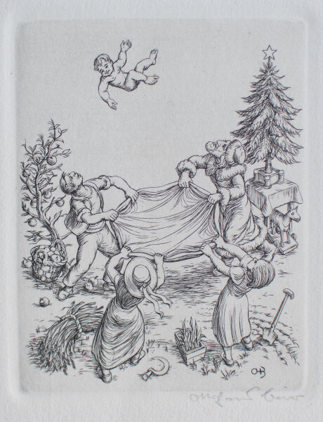 Ottohans Beier - Allegorie/ Jahreskreis - 1969 - Radierung