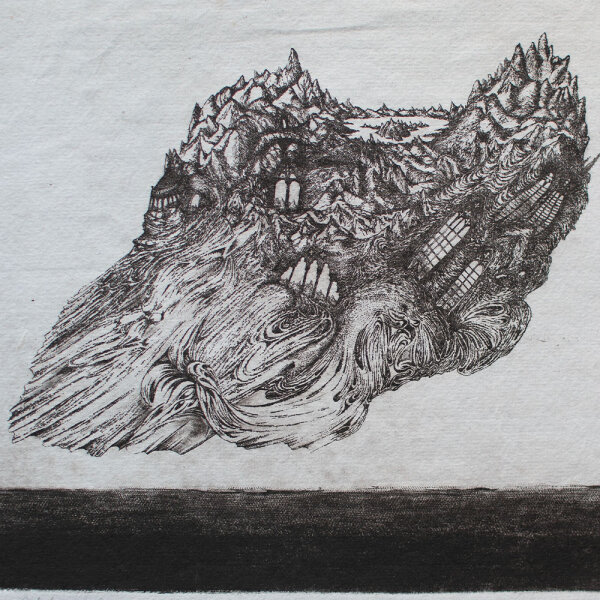 unleserlich signiert - Fantastische Landschaft - o.J. - Radierung