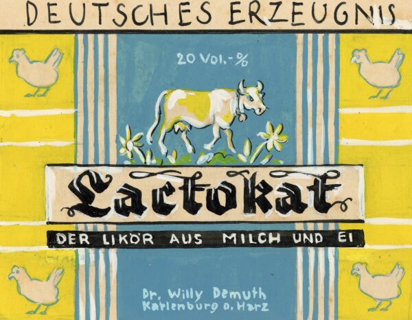 unbekannt - Entwurf Likör Logo - o.J. - Gouache