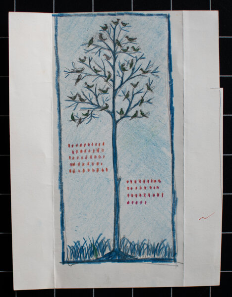 unbekannt - Kahler Baum - o.J. - Buntstiftzeichnung