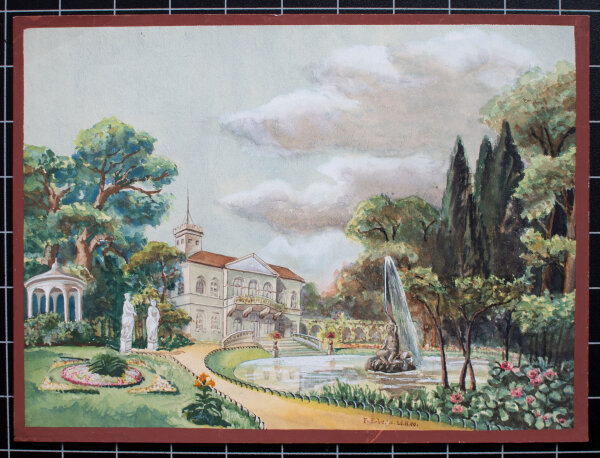 F. W. Erbe - Schloß mit Park - 1900 - Aquarell