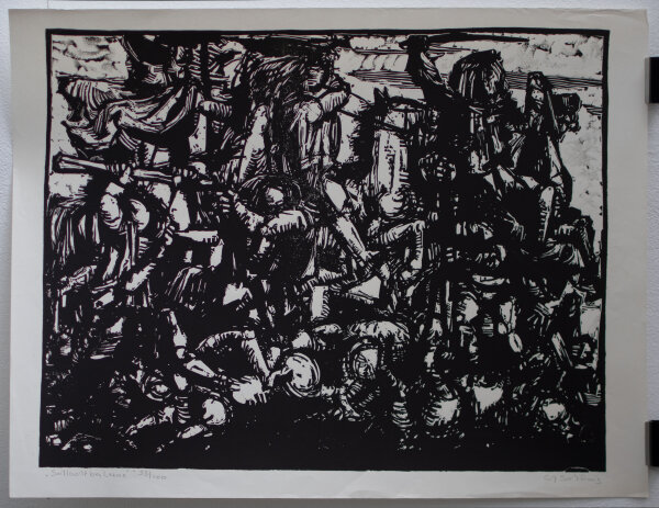 Erich Schönig - Schlacht bei Lerne - o.J. - Linolschnitt