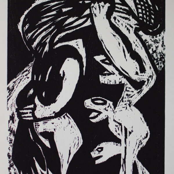 Ina Barfuss - Besitzgier - 1985 - Holzschnitt