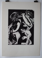 Ina Barfuss - Besitzgier - 1985 - Holzschnitt