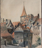 Unbekannt - Altstadt mit Tiergärtnertor in Nürnberg - o.J. - Aquarell