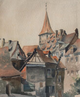 Unbekannt - Altstadt mit Tiergärtnertor in Nürnberg - o.J. - Aquarell