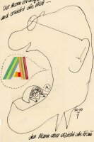 unbekannt - Karikatur Männerkopf - 1972-1973 -...