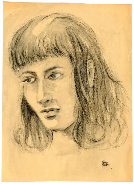Witt Pfeiffer - Weibliches Portrait - o.J. - Kohlezeichnung
