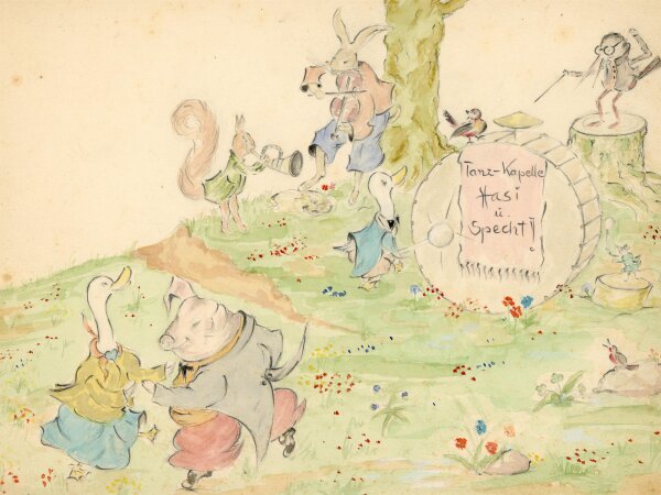 unbekannt - Tanzkapelle Hasi und Specht - o.J. - Aquarell