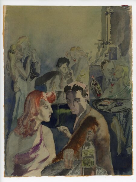 unbekannt - Barszene - o.J. - Aquarell