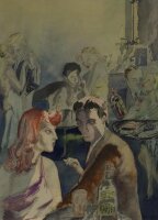 unbekannt - Barszene - o.J. - Aquarell