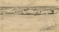 unbekannt - Meer und Ruderboote - 1988 - Bleistiftzeichnung