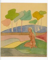 unbekannt - Weiblicher sitzender Akt mit Landschaft. -...