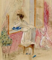 unbekannt - Frau am Fenster - o.J. - Mischtechnik