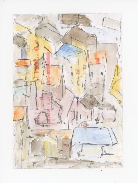 unbekannt - Hausdächer - o.J. - Aquarell