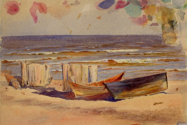 unbekannt - Ruderboote am Strand - o.J. - Aquarell