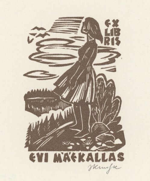 Jaak Kuusk - Ex Libris Evi Mäekallas - o.J. - Holzschnitt