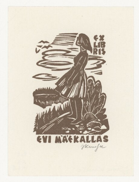 Jaak Kuusk - Ex Libris Evi Mäekallas - o.J. - Holzschnitt