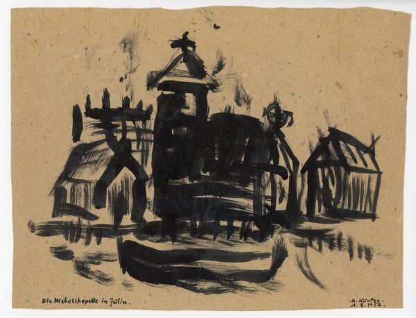 H. Küntze - Die Michelskapelle in Julin - 1952 - Gouache