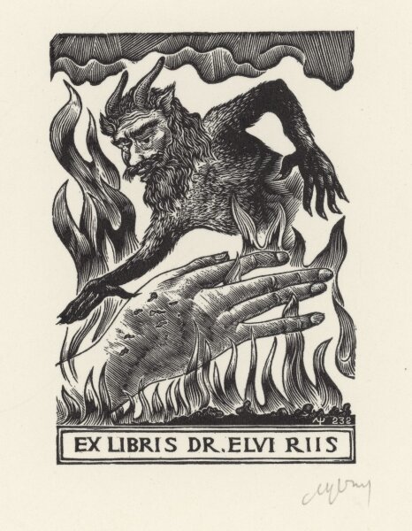 Setnjev - Ex Libris Teufel - o.J - Holzschnitt