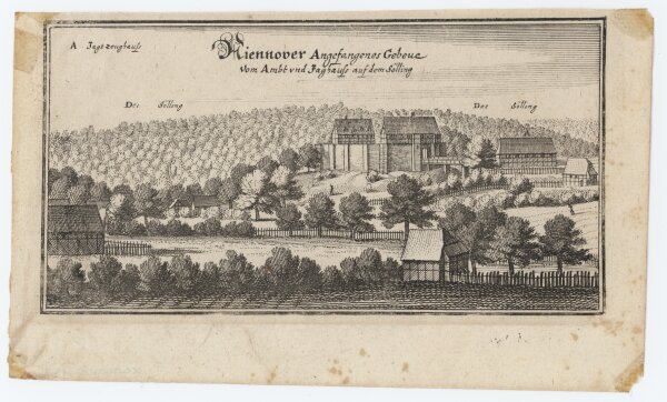 Matthäus Merian der Ältere - Niennover Angefangenes Gebeue vom Ambt und Jaghauss auf dem Sölling - o.J. - Kupferstich