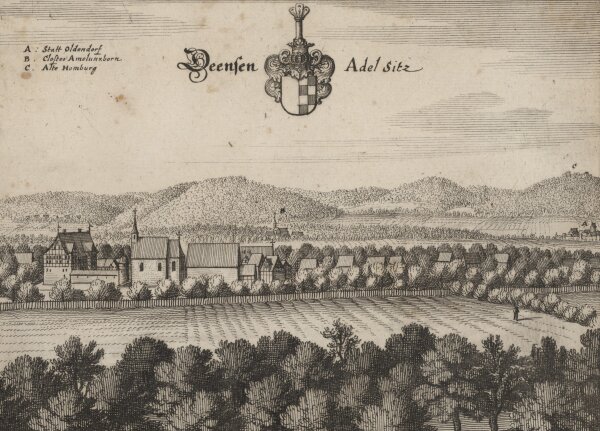 Matthäus Merian der Ältere - Deensen Adel Sitz bei Stadtoldendorf - o.J. - Kupferstich