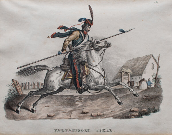 Karl Joseph Brodtmann - Tartarisches Pferd - o.J. - Aquarellierte Lithografie