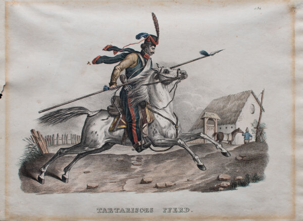 Karl Joseph Brodtmann - Tartarisches Pferd - o.J. - Aquarellierte Lithografie