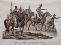 Karl Joseph Brodtmann - Russische u. Polnische Pferde - o.J. - Aquarellierte Lithografie