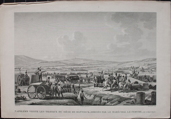 Edme Bovinet nach Jacques Swebach-Desfontaines - Napoléon Visite Les Travaux du Siége de Dantzig - 1807 - Kupferstich