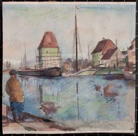 Gerhard Schulte-Dahling - Am Hafen von Ückermünde - o.J. - Aquarell