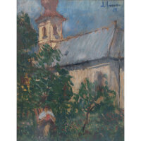 J. Simon - Lesende Frau - 1952 - Öl auf Malpappe