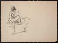 O. Hartmann - Frau auf einer Bank - o.J. - Zeichnung