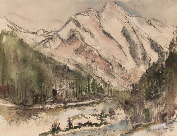 Gerhard Schulte-Dahling - Gebirgslandschaft - 1978 - Aquarell über Kohle
