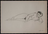 O. Hartmann - Weiblicher liegender Akt - o.J. - Zeichnung